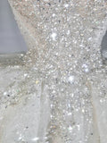 Dreamy Ball Gown Square Neckline Sequin White Long Sleeves Wedding Dresses With Beads HZ1024