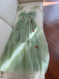 Cute A line Spaghetti Straps Mint Green Tulle Homecoming Dresses Simple Prom Dress With Cherry HZ1024