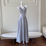 Simple A line Halter Gray Homecoming Dresses Simple Prom Dress HZ1024
