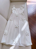 Simple A line Straps White Tea Lenghth Prom Dresses Simple Party Dress HZ1024
