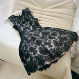 Cute A line Black Short Lace Homecoming Dresses Cocktail Dress HZ1024
