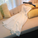 Simple A line Spaghetti Straps White Knee Length Homecoming Dress Birthday Dresses HZ1024