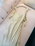 Simple Sheath Straps Sleeveless Silk Satin Sage Green Prom Dress Evening Dresses HZ1024