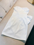 Simple A line Strapless White Short Satin Homecoming Dress Birthday Dresses HZ1024