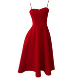 Simple A line Spaghetti Straps Red Knee Length Homecoming Dress Birthday Dresses HZ1024