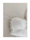 Cute A line Spagetti Straps White Short Pearls Homecoming Dress Birthday Dresses HZ1024
