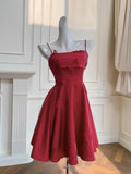 Simple A line Straps Burgundy ShortHomecoming Dress Birthday Dresses With Butterfly HZ1024