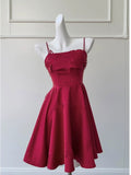Simple A line Straps Burgundy ShortHomecoming Dress Birthday Dresses With Butterfly HZ1024