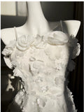 Cute A line Spaghetti Straps White Short Homecoming Dress Birthday Dresses With Flowers HZ1024