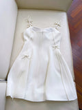 Cute A line Spaghetti Straps White Short Homecoming Dress Birthday Dresses With Bow HZ1024
