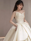 Unique Ball Gown Sweetheart Satin Long Wedding Dress HZ1024