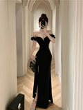 Elegant High Waist Slim Wrapped Slit Long Prom Dresses New Evening Party Dress HZ1024