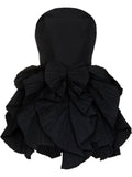 Cute A line Strapless Black Short Satin Homecoming Dresses Cocktail Dress HZ1024