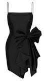Sexy Sheath Straps Black Short Satin Homecoming Dresses Cocktail Dress With Bowknot HZ1024