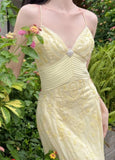 Elegant Mermaid Spaghetti Straps Yellow Chiffon Long Prom Dresses Evening Dress With Beads HZ1024