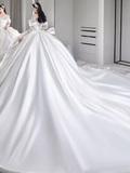 Unique Ball Gown Off The Shoulder Lace Long Wedding Dresses HZ1024