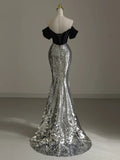 Elegant Mermaid Off The Shoulder Sequin Beadings Long Prom Dresses Evening Dress HZ1024