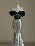 Elegant Mermaid Off The Shoulder Sequin Beadings Long Prom Dresses Evening Dress HZ1024