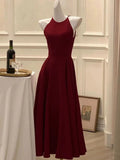 Elegant A Line Ankle Length Burgundy Prom Dresses Evening Dress HZ1024
