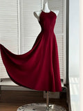 Elegant A Line Ankle Length Burgundy Prom Dresses Evening Dress HZ1024