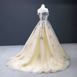 Modest Ball Gown Off The Shoulder Long Blue Sweet 15 Dress Prom Dresses HZ1024