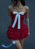 Cute Sheath Strapless Red Ruffles Homecoming Dress Short Birthday Outfits HZ1024