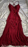 Vintage Sheath Spaghetti Straps Burgundy Long Prom Dress Evening Dresses With Beads HZ1024