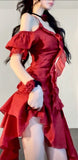 Cute A line Straps Ruffles Burgundy Homecoming Dress Short Birthday Outfits HZ1024