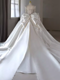 Princess Ball Gown Long Sleeves Satin Wedding Dresses HZ1024