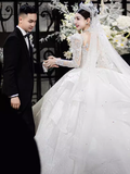 Princess Ball Gown Long Sleeves Lace Wedding Dresses HZ1024