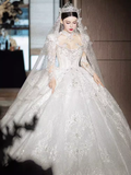 Princess Ball Gown Long Sleeves Lace Wedding Dresses HZ1024
