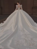 Princess Ball Gown Scoop neckline Long Sleeves Lace Wedding Dresses HZ1024