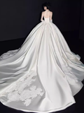 Elegant Ball Gown Strapless neckline Sleeveless Satin Wedding Dresses HZ1024