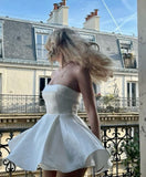 Sexy Ball Gown Strapless White Satin Homecoming Dresses 21st Birthday Outfit HZ1024