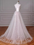 Romantic A line Strapless Tulle Long Wedding Dresses HZ1024