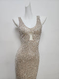 Modest Mermaid Straps Long Sequin Champagne Prom Dress Evening Dresses HZ1024