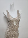 Modest Mermaid Straps Long Sequin Champagne Prom Dress Evening Dresses HZ1024