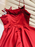 Simple A Line Spaghetti Straps Red Short Homecoming Dresses 18th Birthday Outfit HZ1024