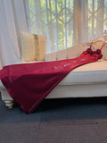Elegant A line Spaghetti Straps Red Slim Fit Satin Prom Dress Evening Dresses HZ1024
