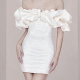 Sexy Sheath Strapless White Satin Short Homecoming Dresses 18th Birthday Outfit HZ1024