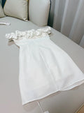 Sexy Sheath Off The Shoulder White Satin Short Homecoming Dresses 18th Birthday Outfit HZ1024