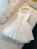 Modest A Line Straps Short Lace White Homecoming Dresses Party Dress HZ1024