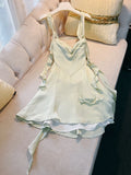Modest A Line Straps Sage Green Satin Backless Homecoming Dresses Birthday Outfits HZ1024