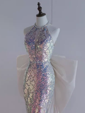 Modest Mermaid Scoop Sequin Long Prom Dresses HZ1024