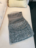 Modest Sheath Strapless Gray Sequin Short Homecoming Dresses Birthday Outfits HZ1024