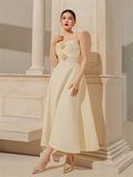 Modest A line Spaghetti Straps White Satin Ankle Length Prom Dress Formal Dresses HZ1024