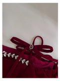 Cute A Line Spaghetti Straps Velvet Red Homecoming Dresses Birthday Outfits With Beads HZ1024
