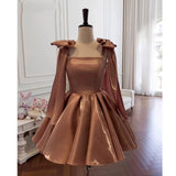Pretty A Line Straps Satin Homecoming Dresses Birthday Outfits With Bow HZ1024