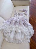 Sexy Ball Gown Spaghetti Straps Lilac Flowers Homecoming Dresses Birthday Outfits HZ1024