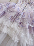 Sexy Ball Gown Spaghetti Straps Lilac Flowers Homecoming Dresses Birthday Outfits HZ1024